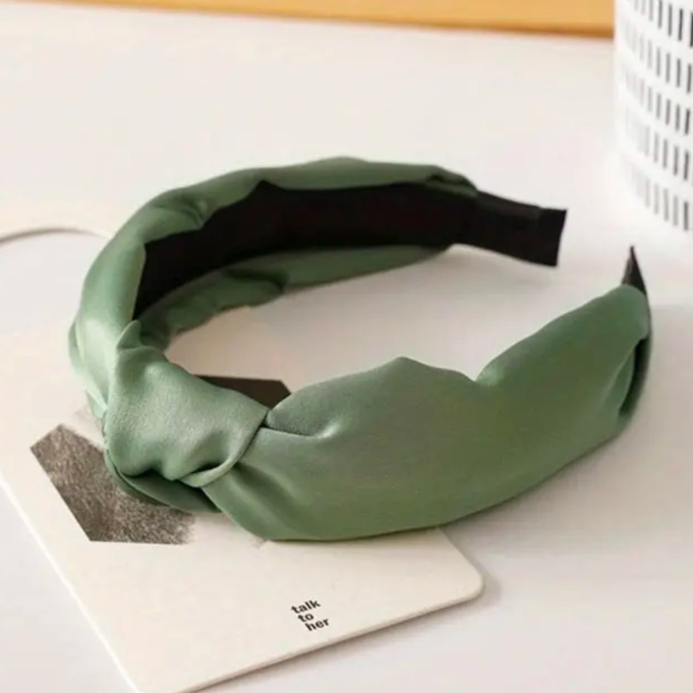 Green satin headband